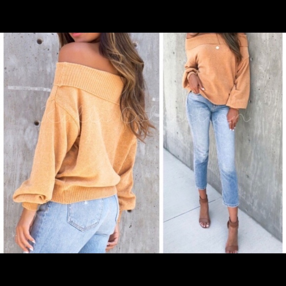 Mustard Chenille Off Shoulder Top